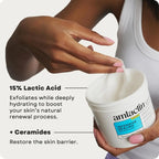Woman applying Amlactin Intensive Healing 15% AHA Cream with lactic acid and ceramides for dry skin