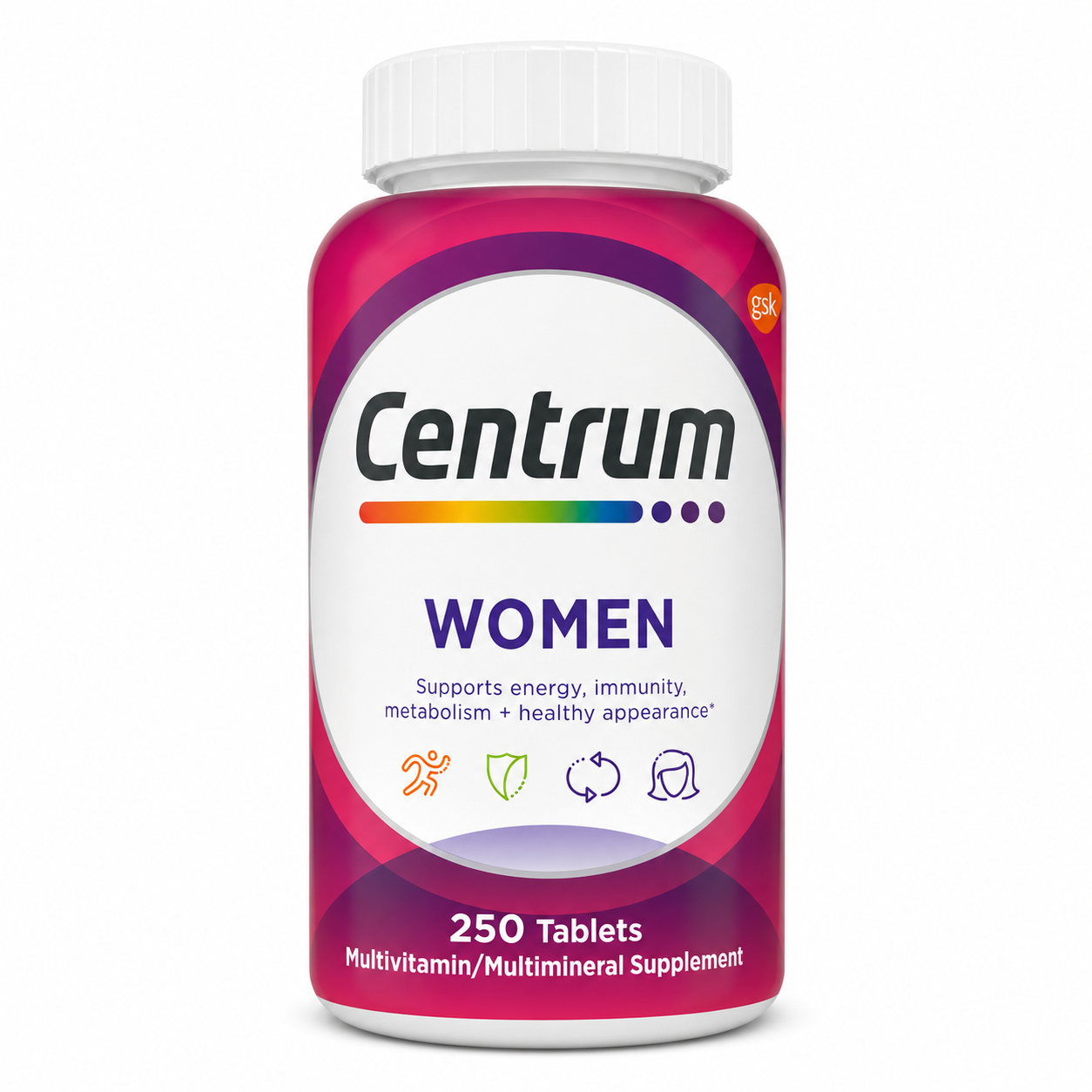 Centrum Multivitamins for Women, Multivitamin/Multimineral Supplement with Iron, Vitamins D3, B and Antioxidants - 250 Count