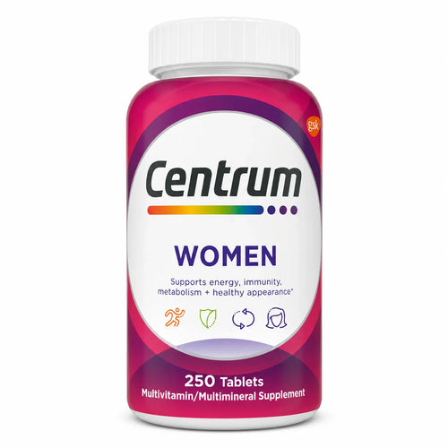 Centrum Multivitamins for Women, Multivitamin/Multimineral Supplement with Iron, Vitamins D3, B and Antioxidants - 250 Count Kove Daily