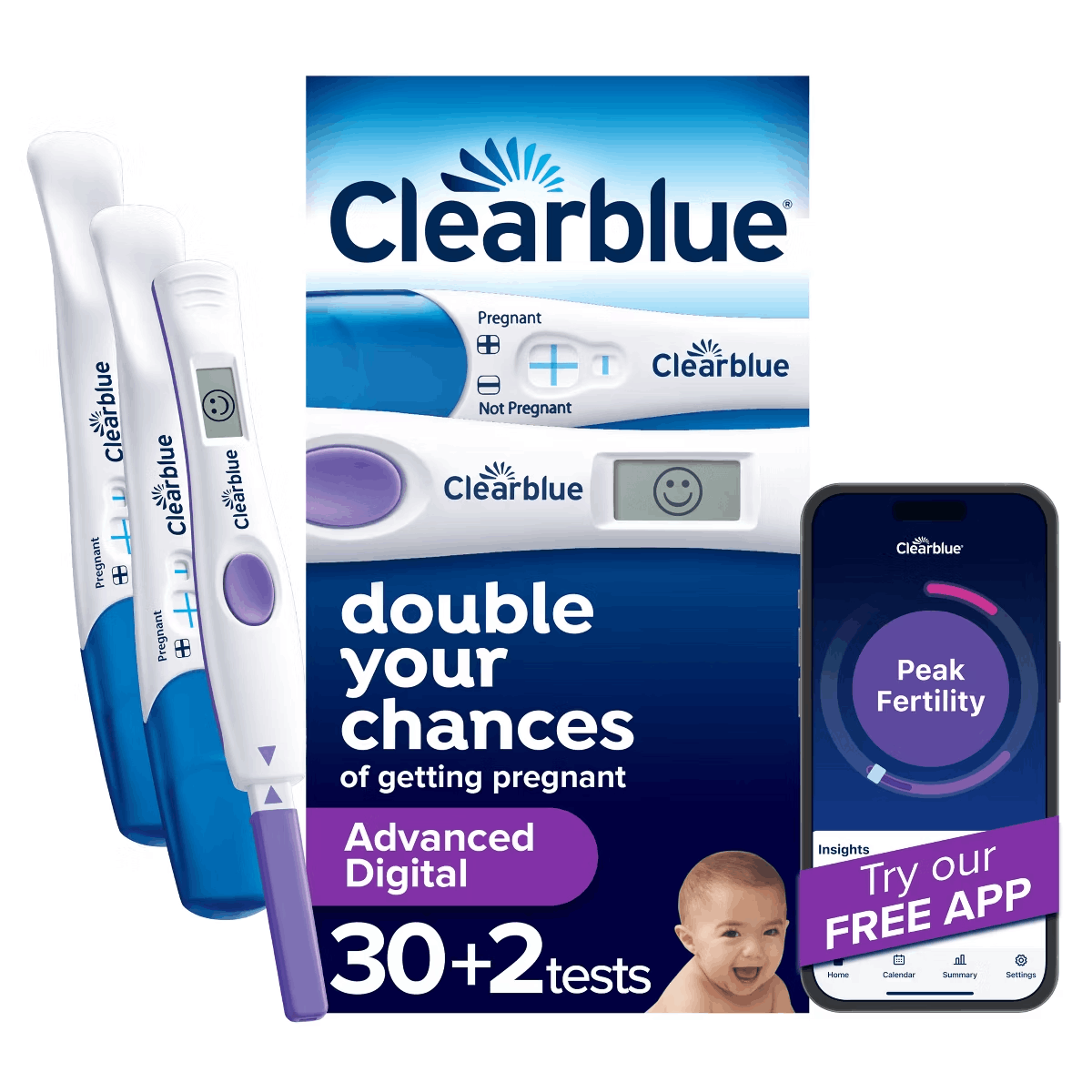 Clearblue Advanced Digital Ovulation Test + 2 Pregnancy Test (30ct)
