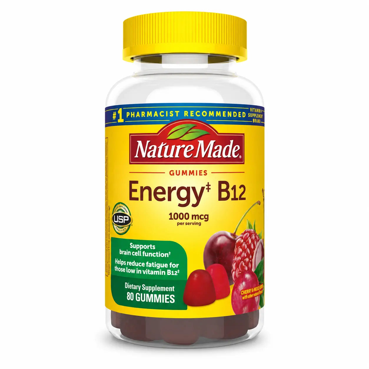 Nature Made Adult Gummies Energy B12 1000mcg Cherry & Wild Berries 80 CT