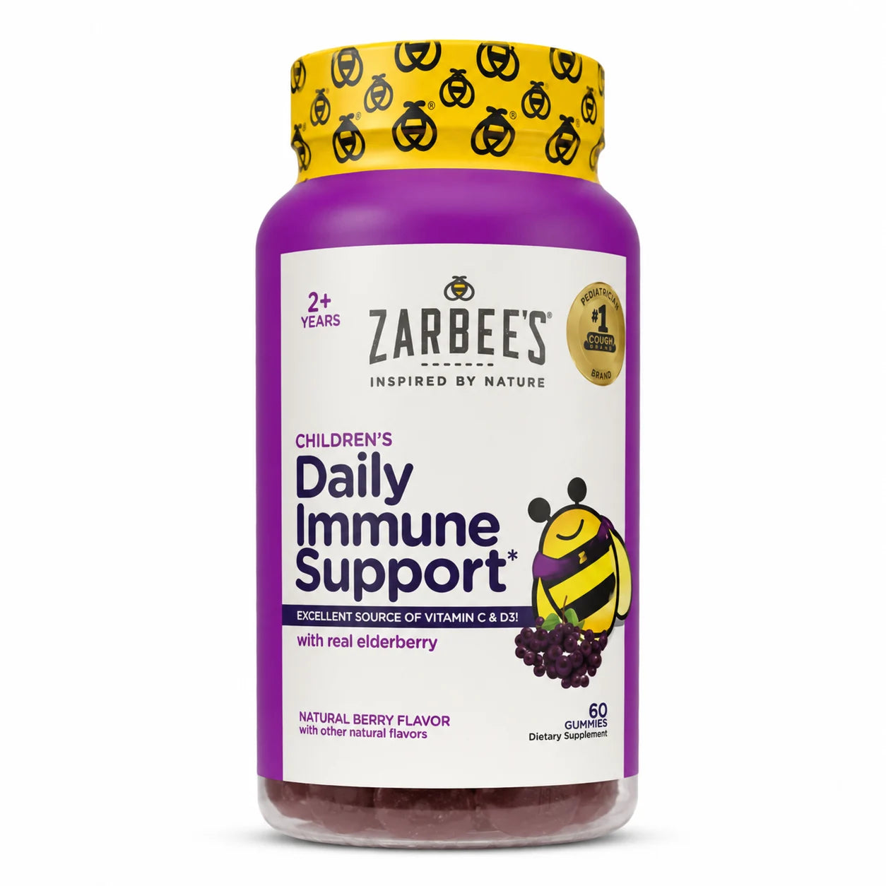Zarbee's Children's Elderberry Immune Support w/ Vitamin C & Zinc, Berry (80 Ct)